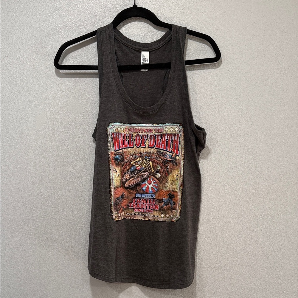 Graphic Tank Top with Motorcycle Print